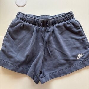 Nike women Sweat Shorts Navy Blue Embroidered Logo Drawstring Athletic Size M